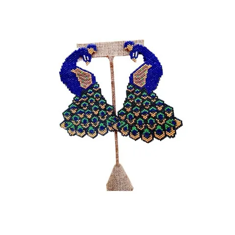 Beaded Peacock Earrings