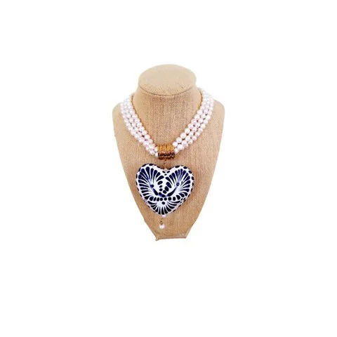 Talavera Heart & Pearl Necklace